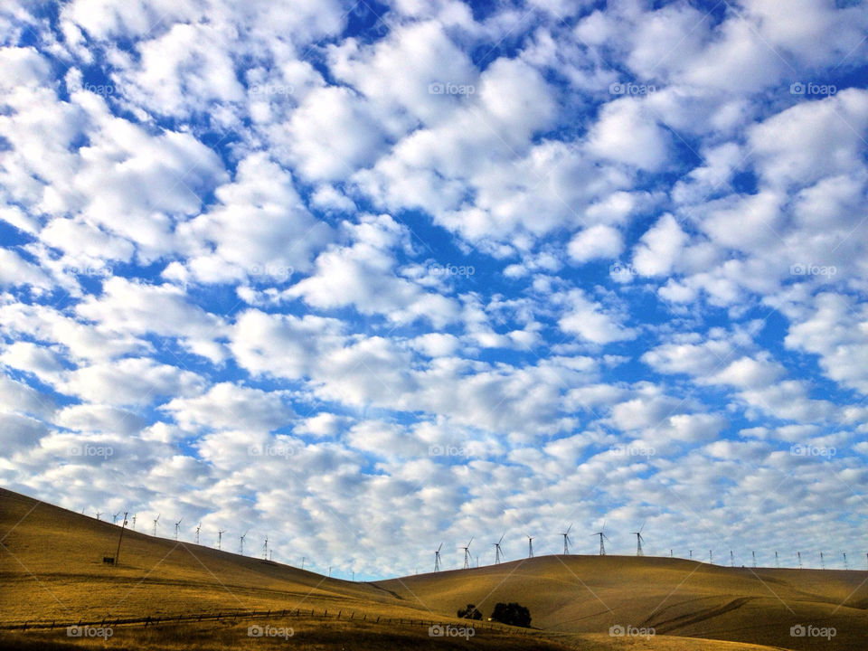 clouds blue sky wheat windmills by robin724