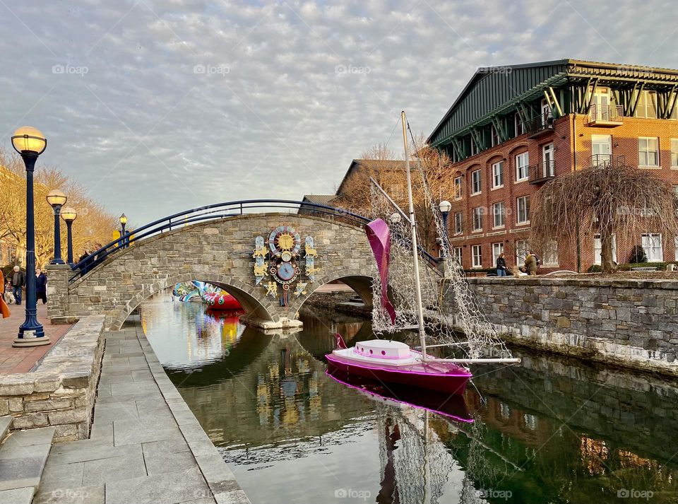 Annual boat display on the canal in downtown Frederick Maryland