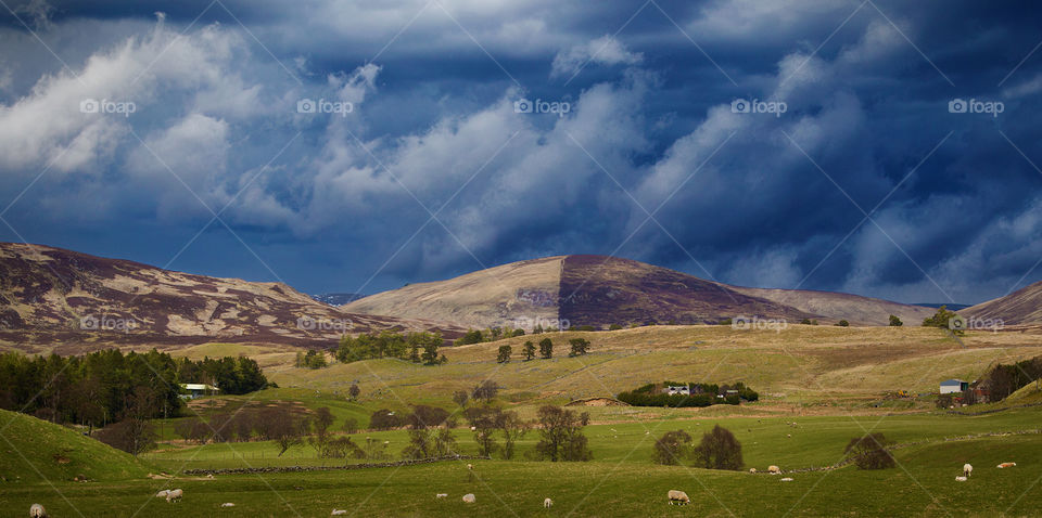 Driving through Yorkshire. Storm brewing in the Yorkshire Moors