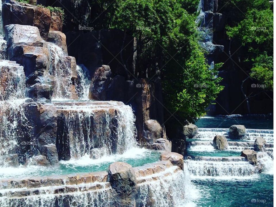 Waterfalls outside of The Wynn hotel and resort Las Vegas, Nevada