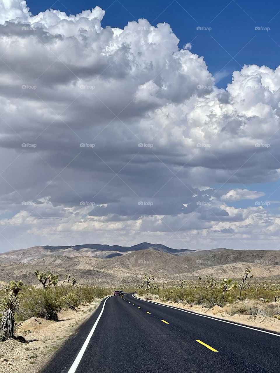 View to the road with beautiful clouds on the sky 