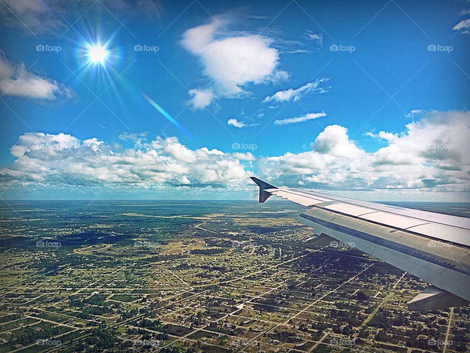 Aerial view. Aerial view of the sky and topography .