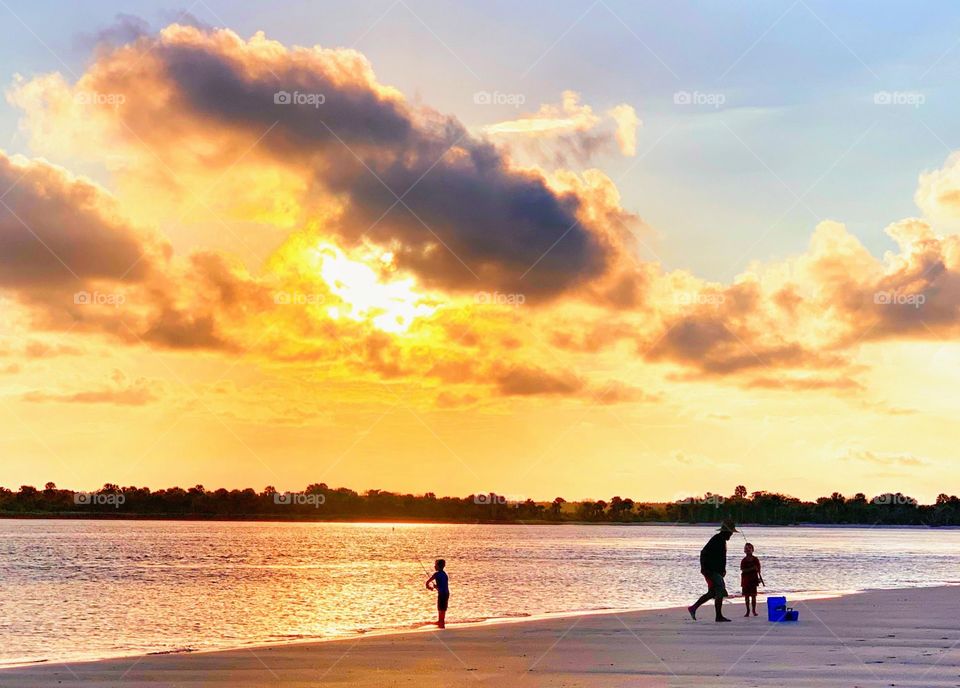 Fishing at sunset