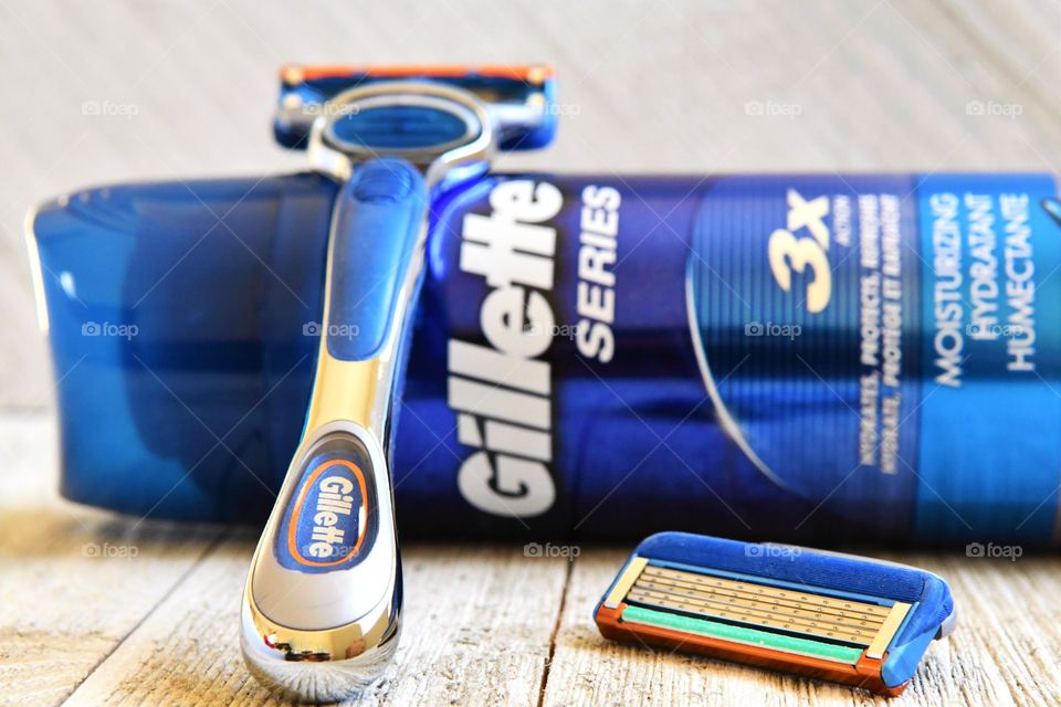 Gillette shaving cream and razor