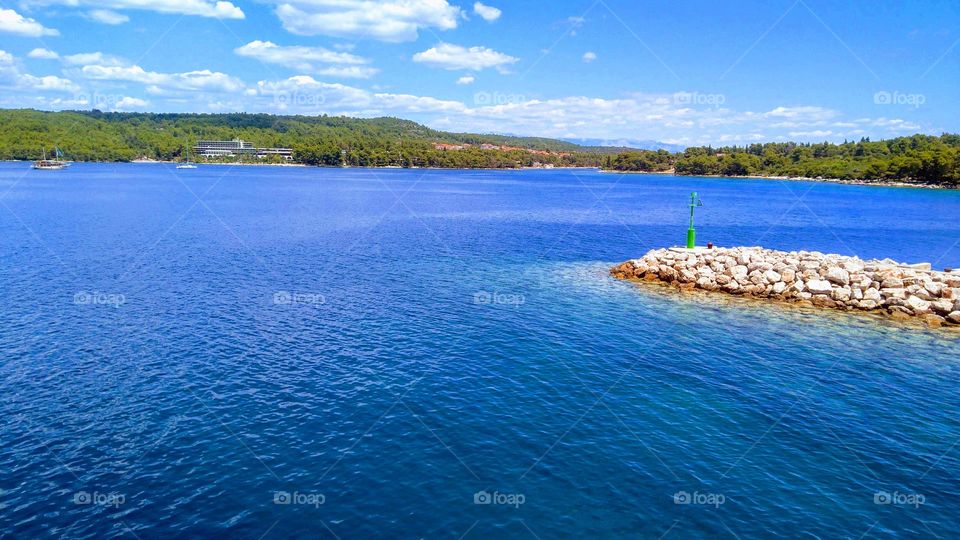 Beautiful Island Hvar in Croatia, the City of Stari Grad, a View from the Ferry Boat