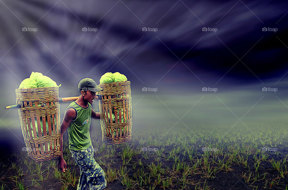 a man work at bromo mountain