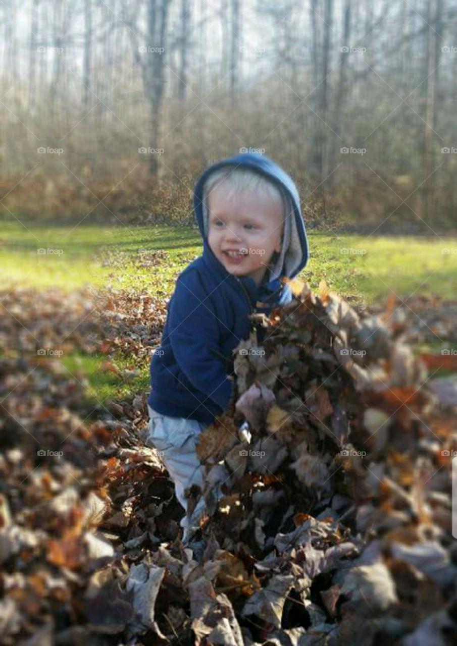 Playing with Fall Leaves
