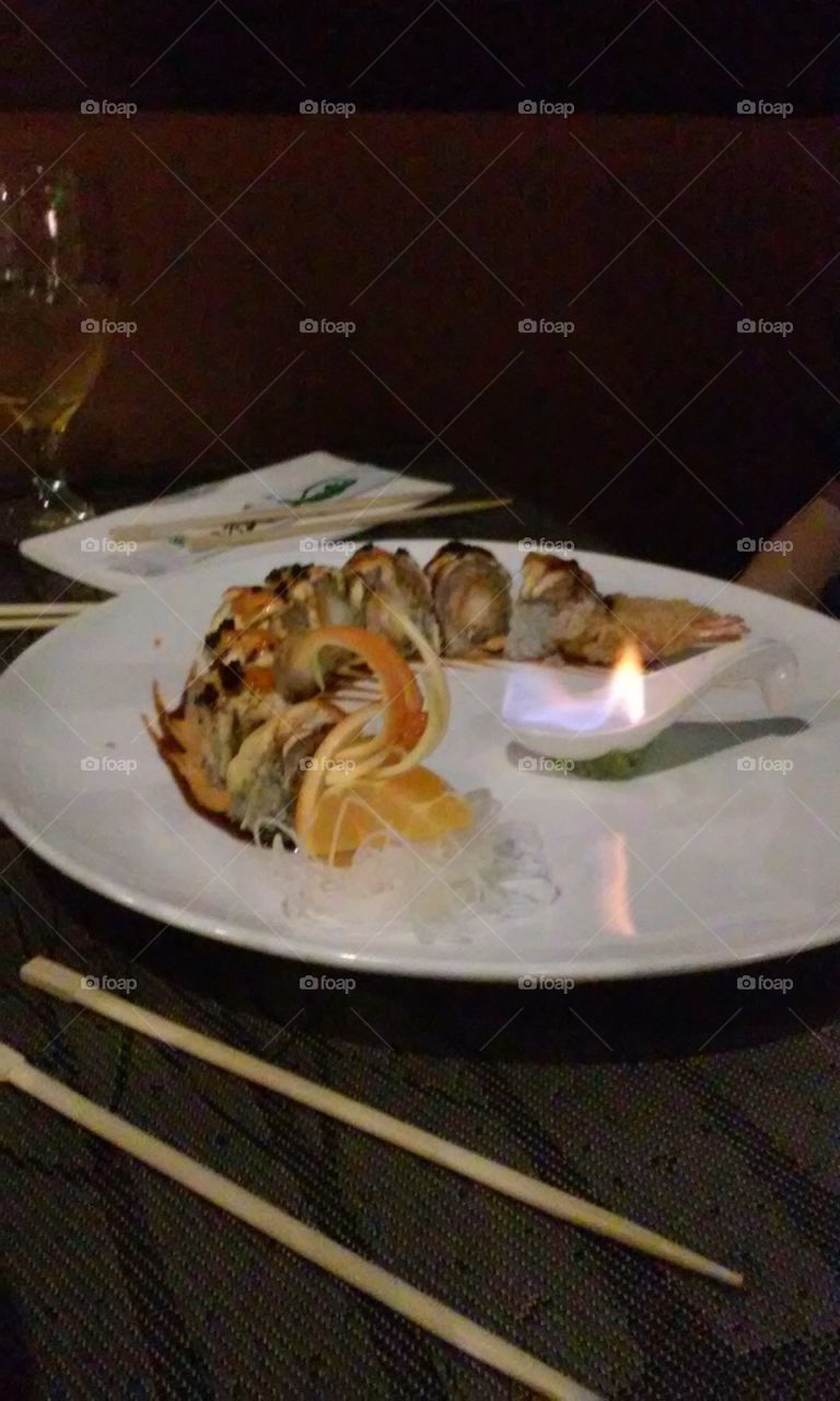 Angry Dragon Sushi dinner. 