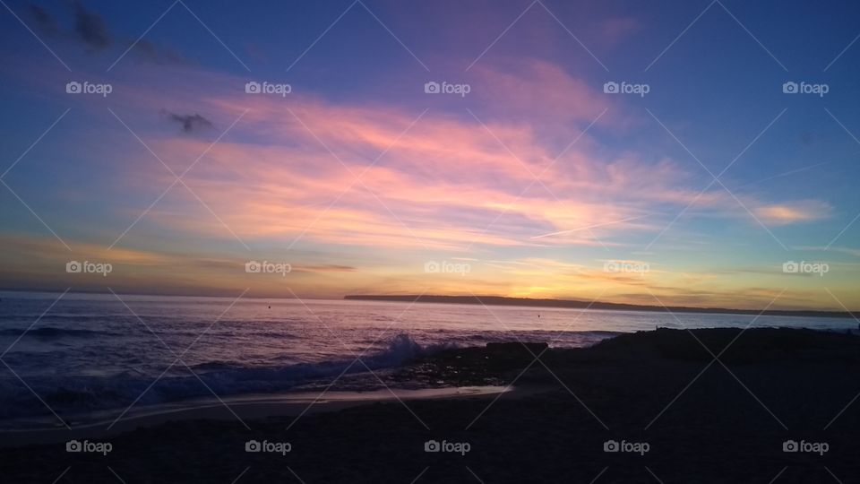 beautiful sunset and Ibiza Spain