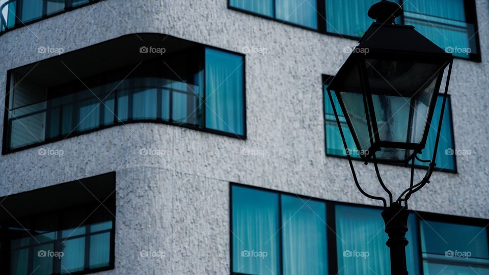 Lamppost before a building