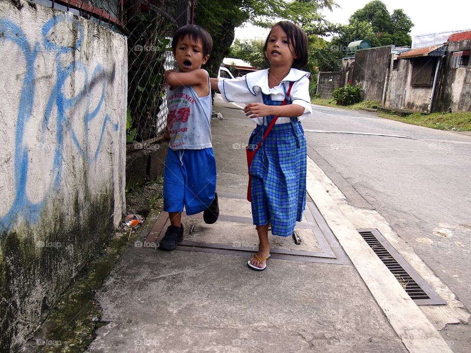 students walking from school