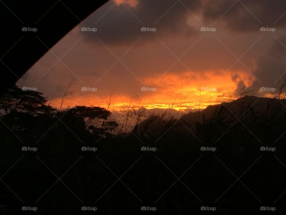 Sunrise storm clouds,  in Hawaii.