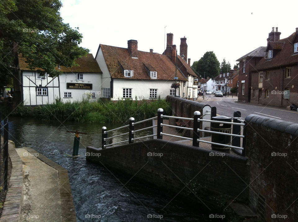 scene cottage river village by jeanello