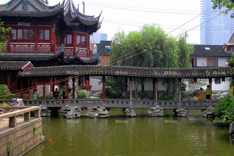 yuyuang garden bridge. a bridge in yuyuan garden shanghai china