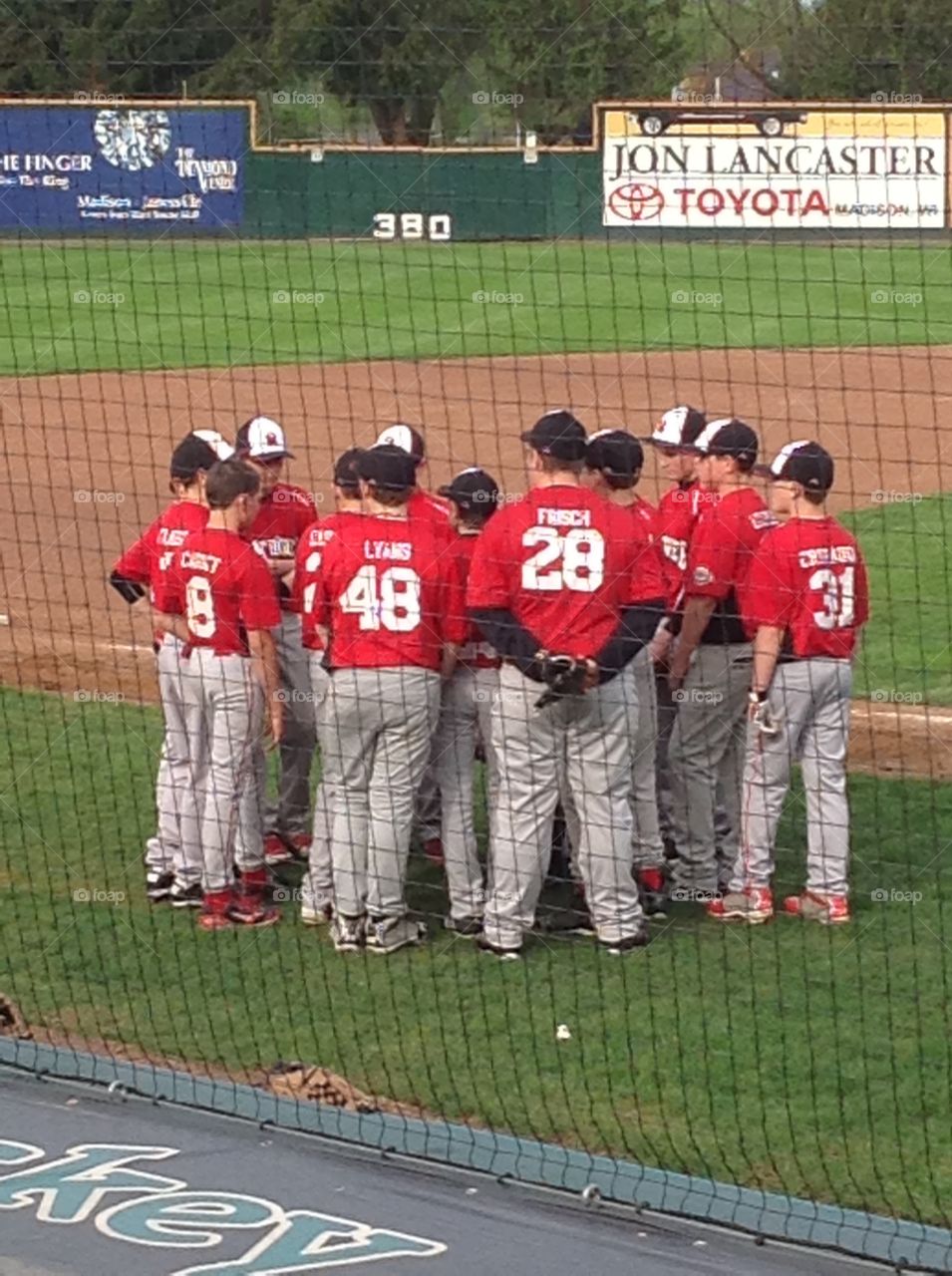 Baseball huddle