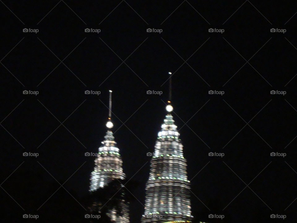 twin tower at night
