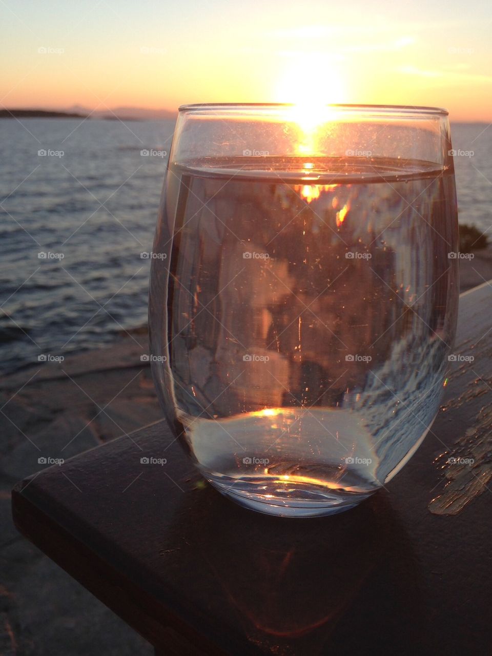 Sunset through a glass of water