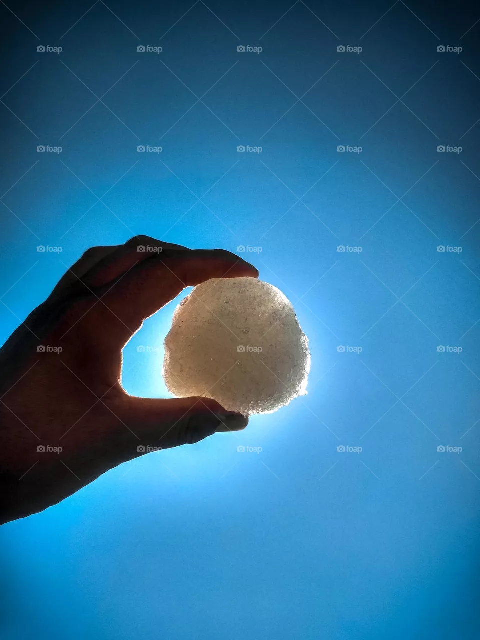 Snow ball in the hand.