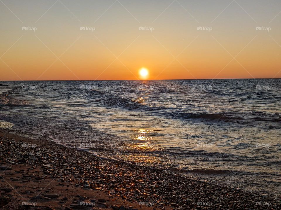 Peaceful evening watching the sunset on the beautiful lake