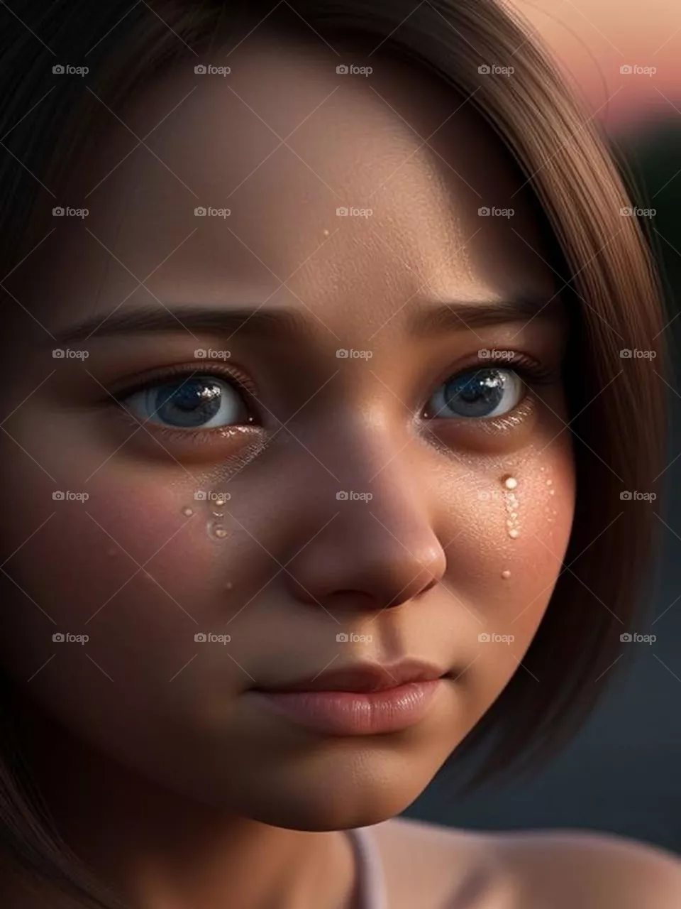 Beautiful girl crying