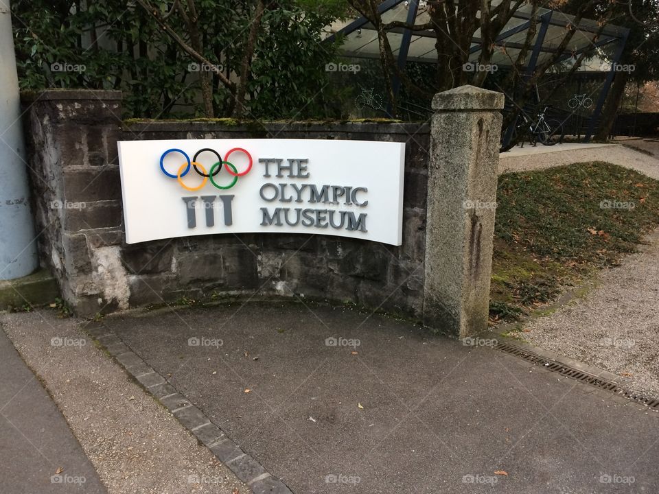 Sign at the entrance to the Olympic Museum, Lausanne, Switzerland