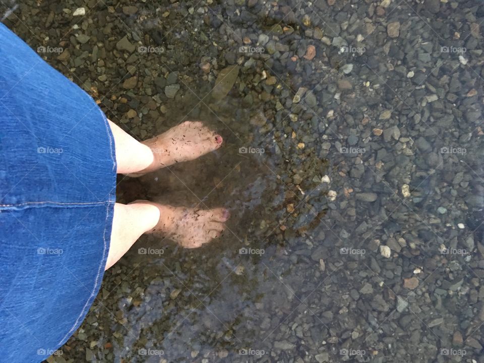 Wading in a Maine lake