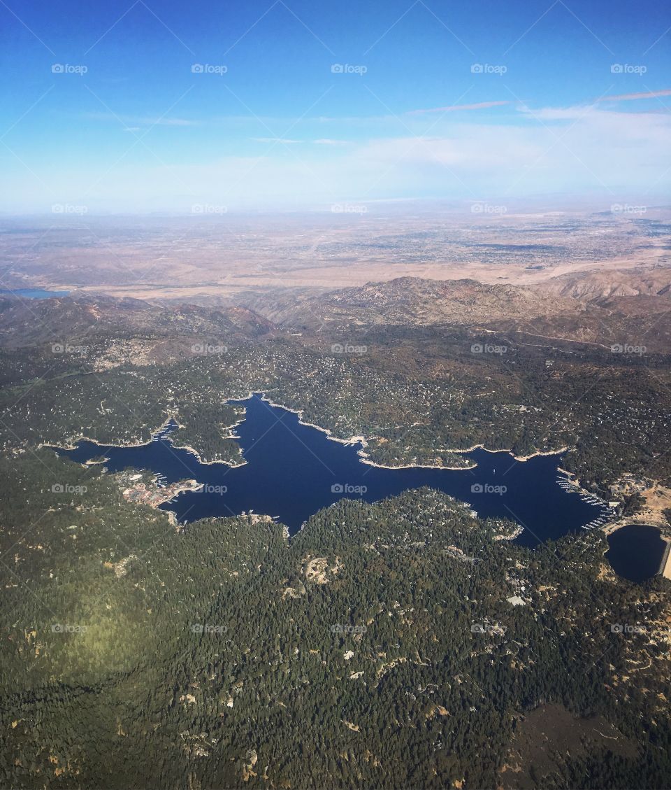 Flying over lake arrowhead, ca