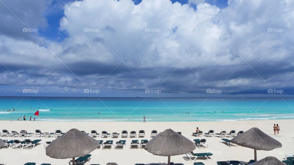 Caribbean summer beach panoramic scene