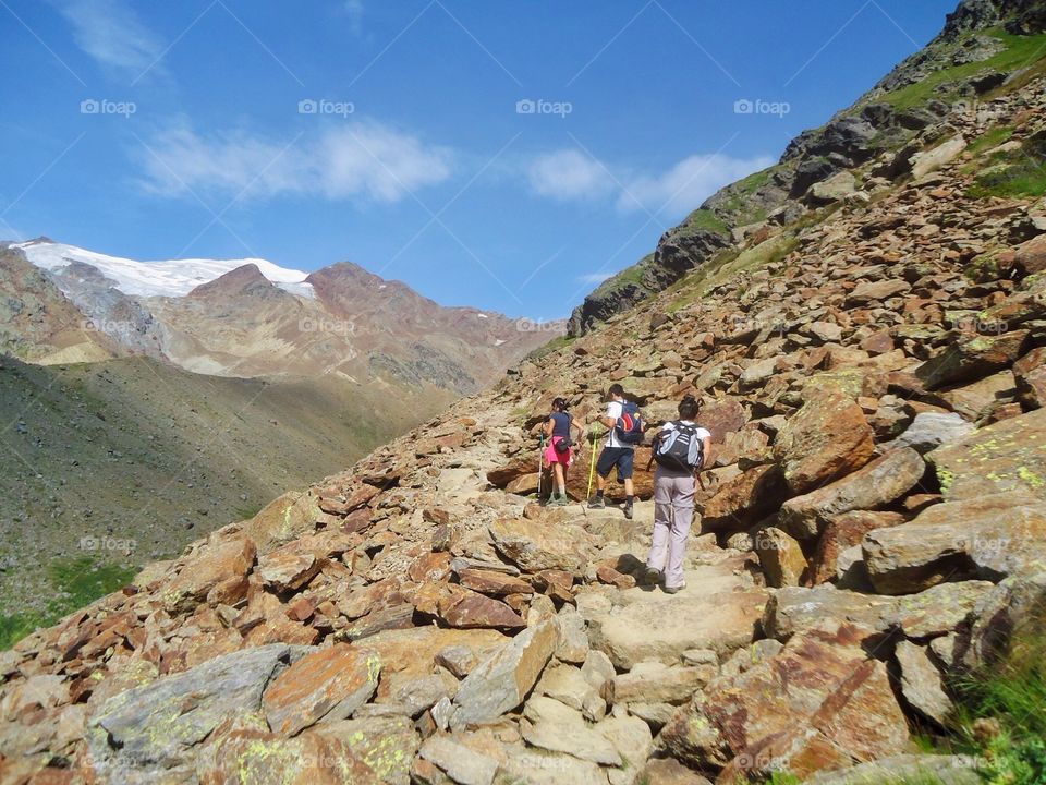 Hiking between the rocks. Hiking between the rock on the Alpen,Italy