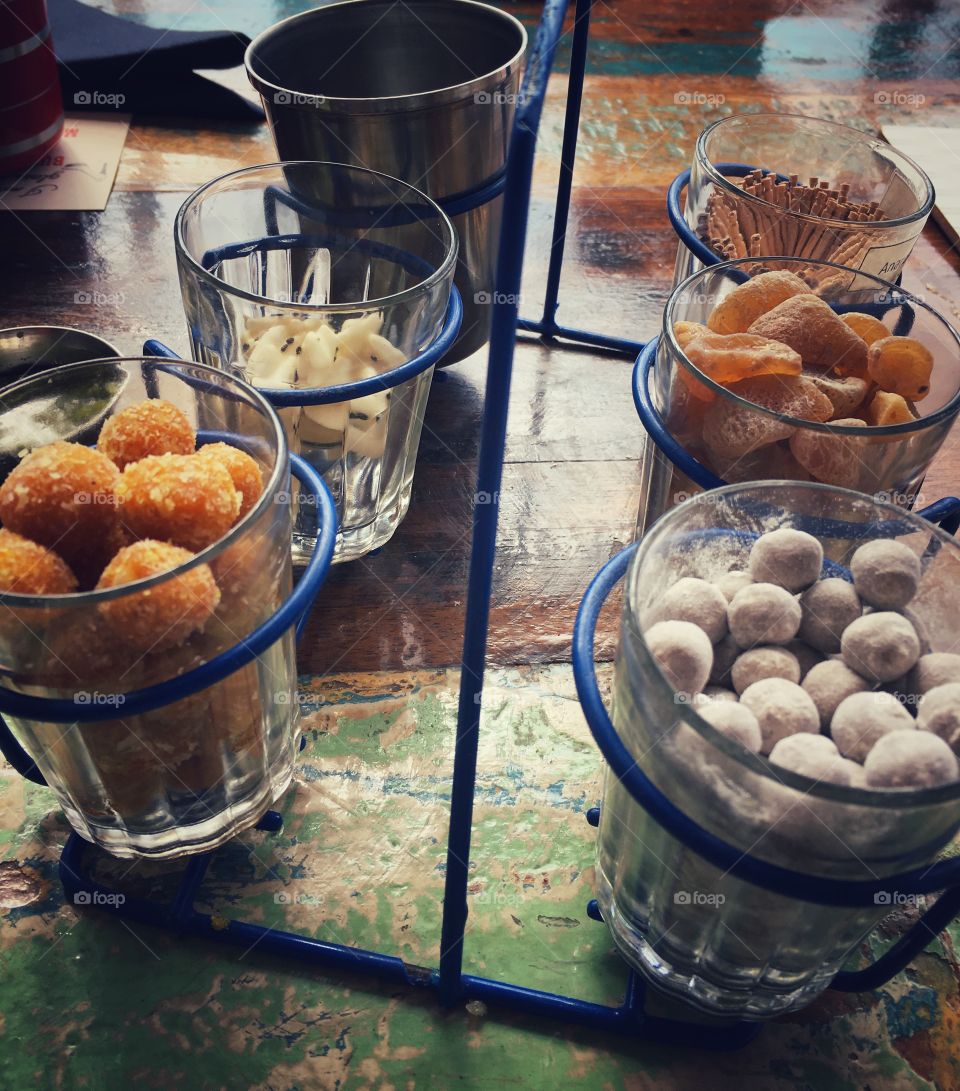 Goodies in glasses after lunch