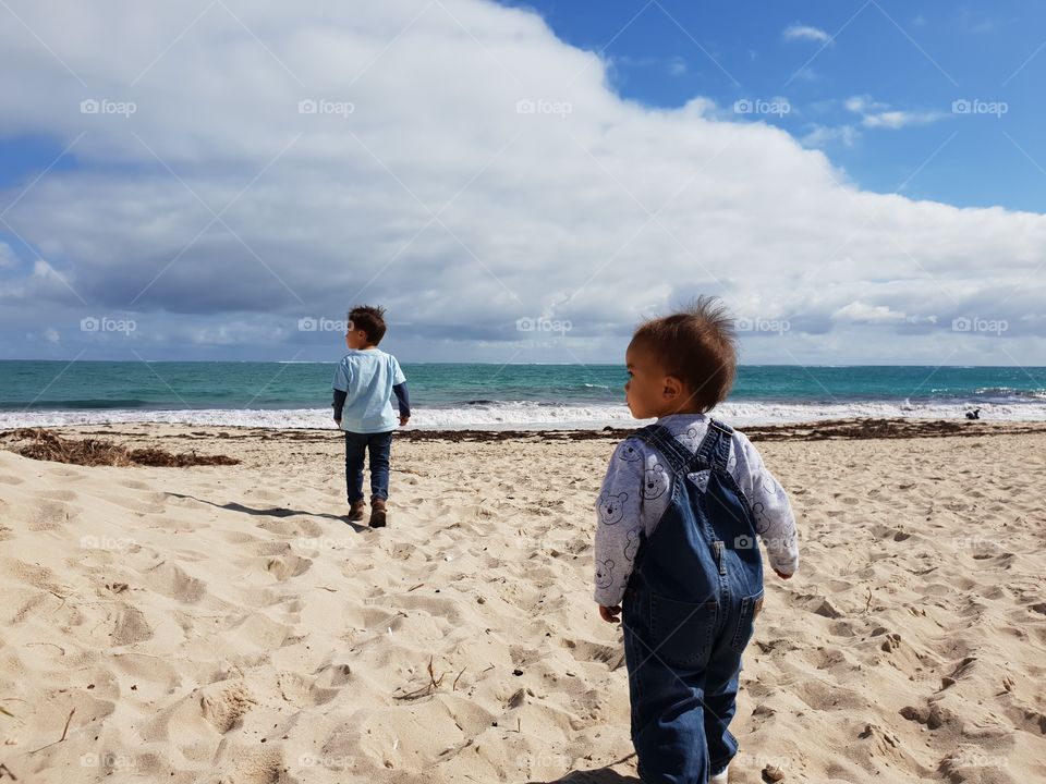 two boys at a beach near Perth, Australia