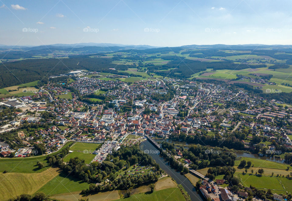 aerial view of the city roding