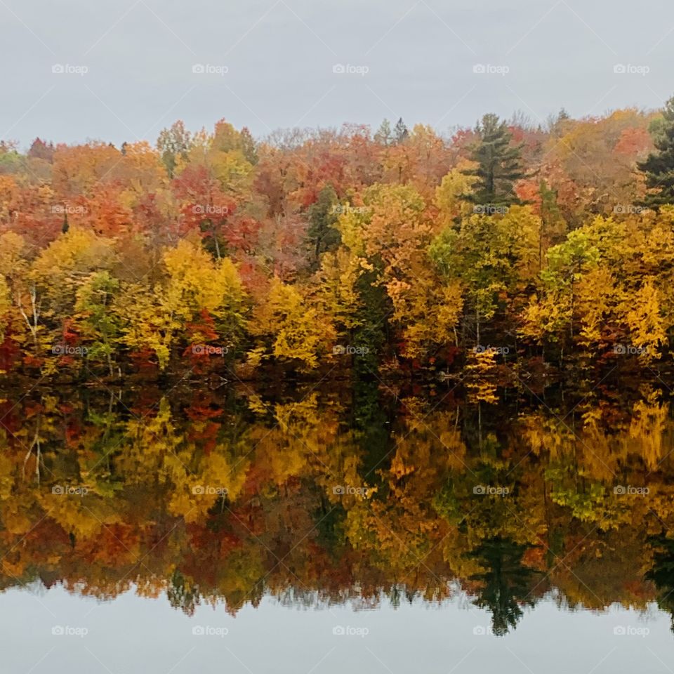 Fall on the lake in the Laurentians, Quebec, Canada 🍁