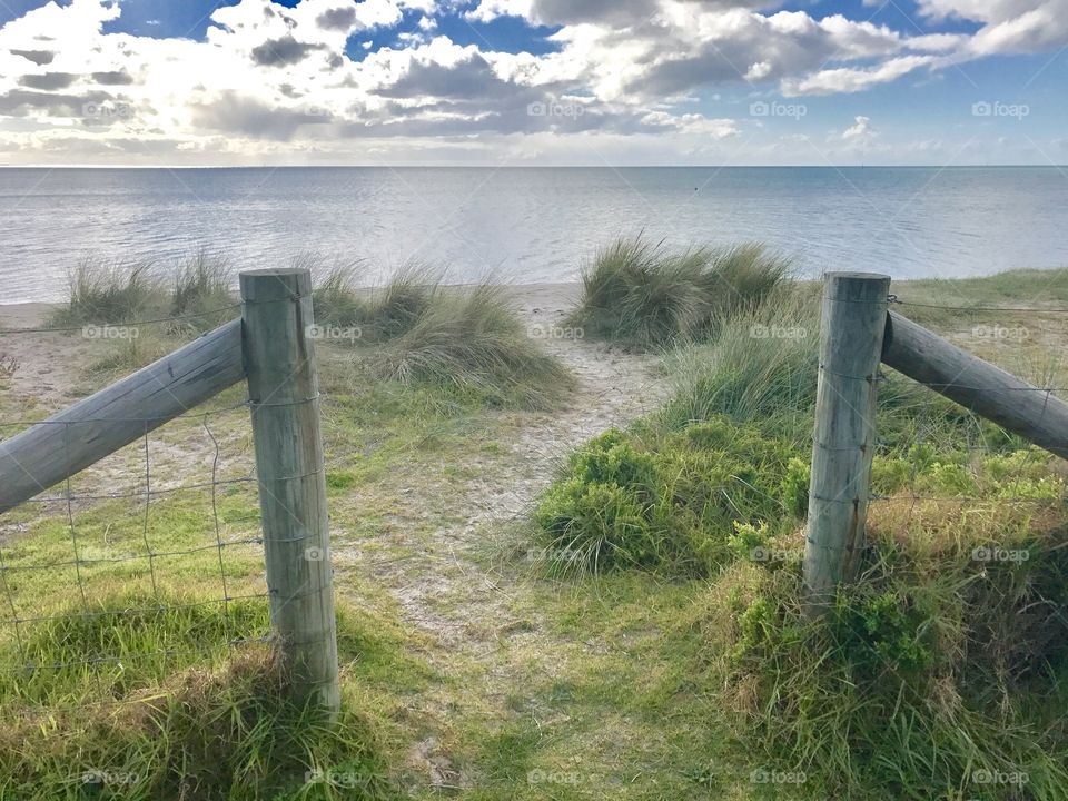 Walking along the beach path