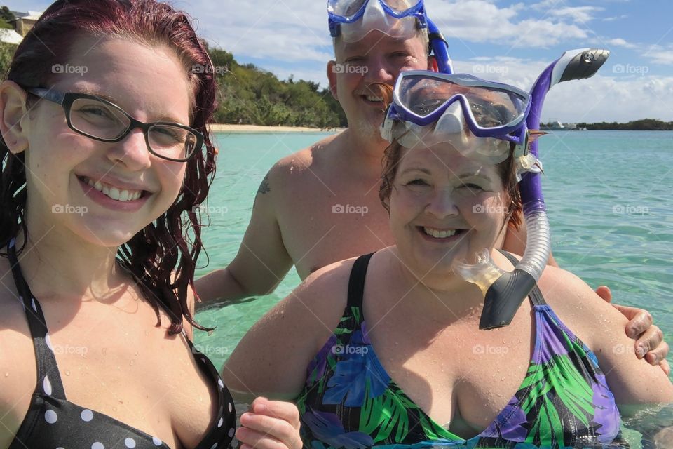 Family snorkeling in St. Thomas, USVI