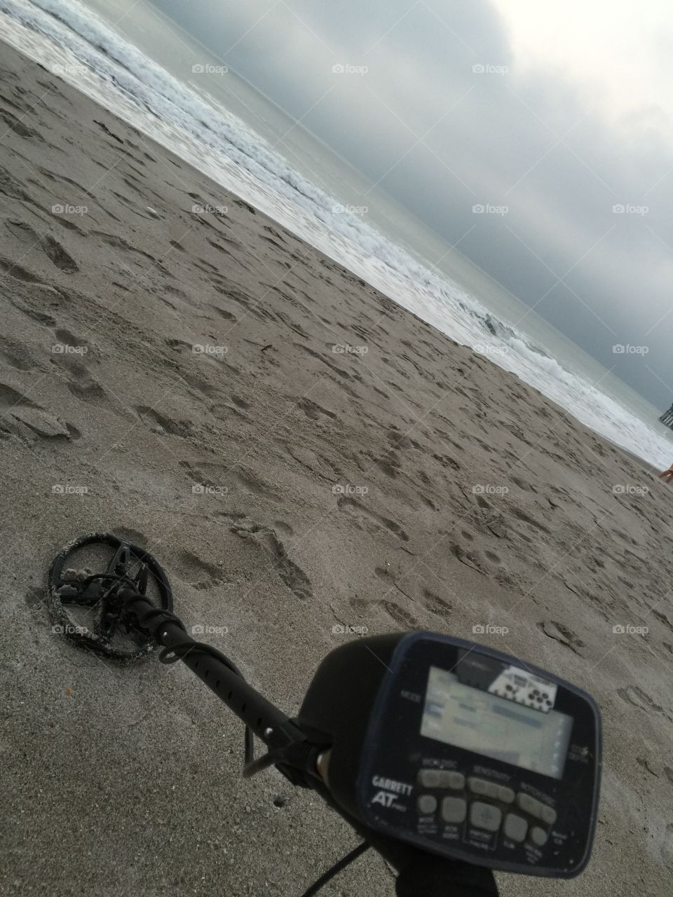 Early morning detecting on the beach.  