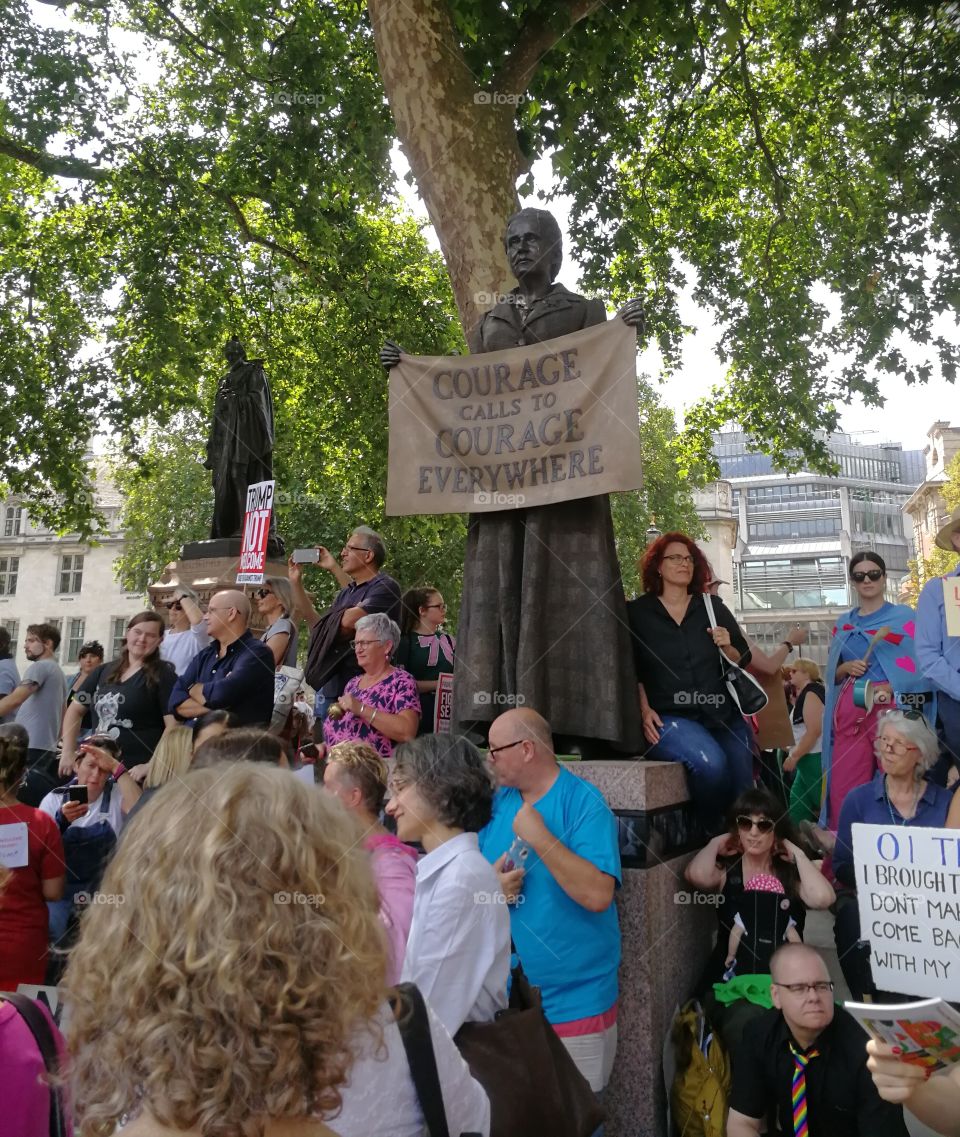 Courage calls Courage, Parliament Square, London March against Trump, 13 July 2018