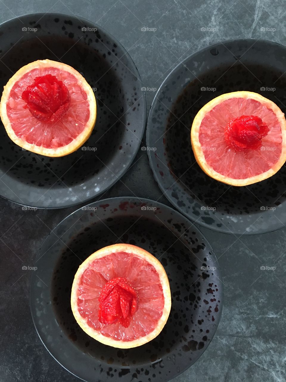 Grapefruit and Strawberries 