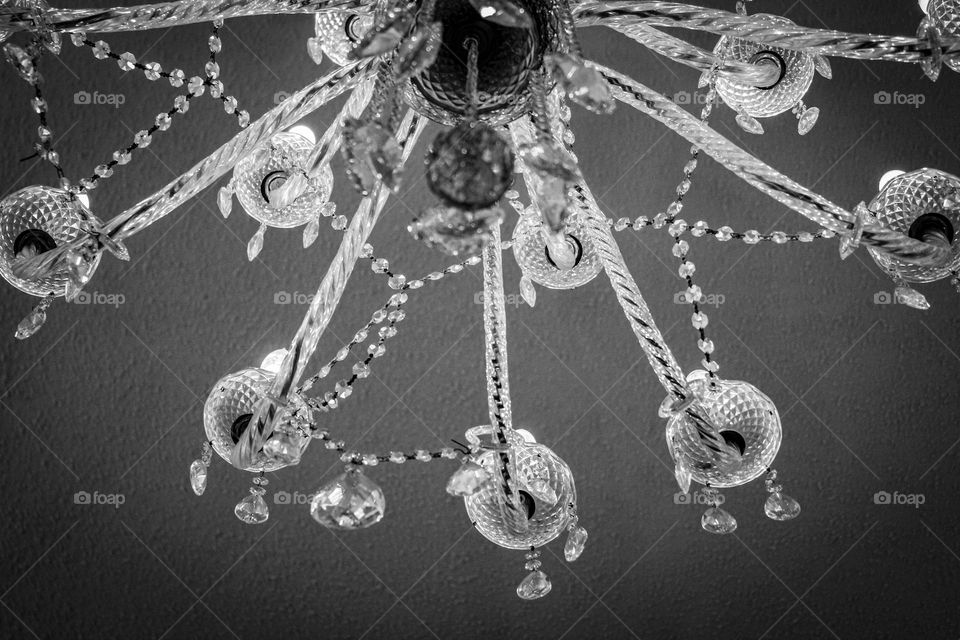 Looking up at a vintage chandelier 