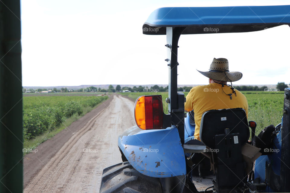 Man driving a tractor