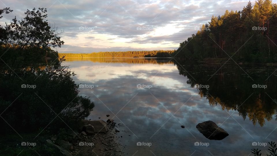 Clouds reflected in lake