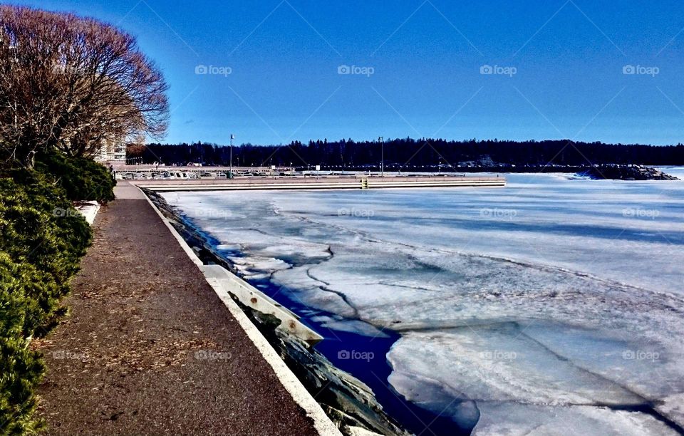 Ice is melting in spring