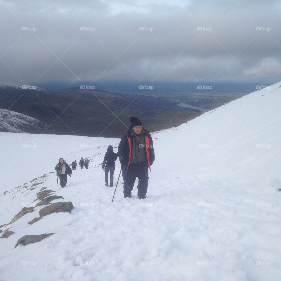 Hiking Snowdon in the snow