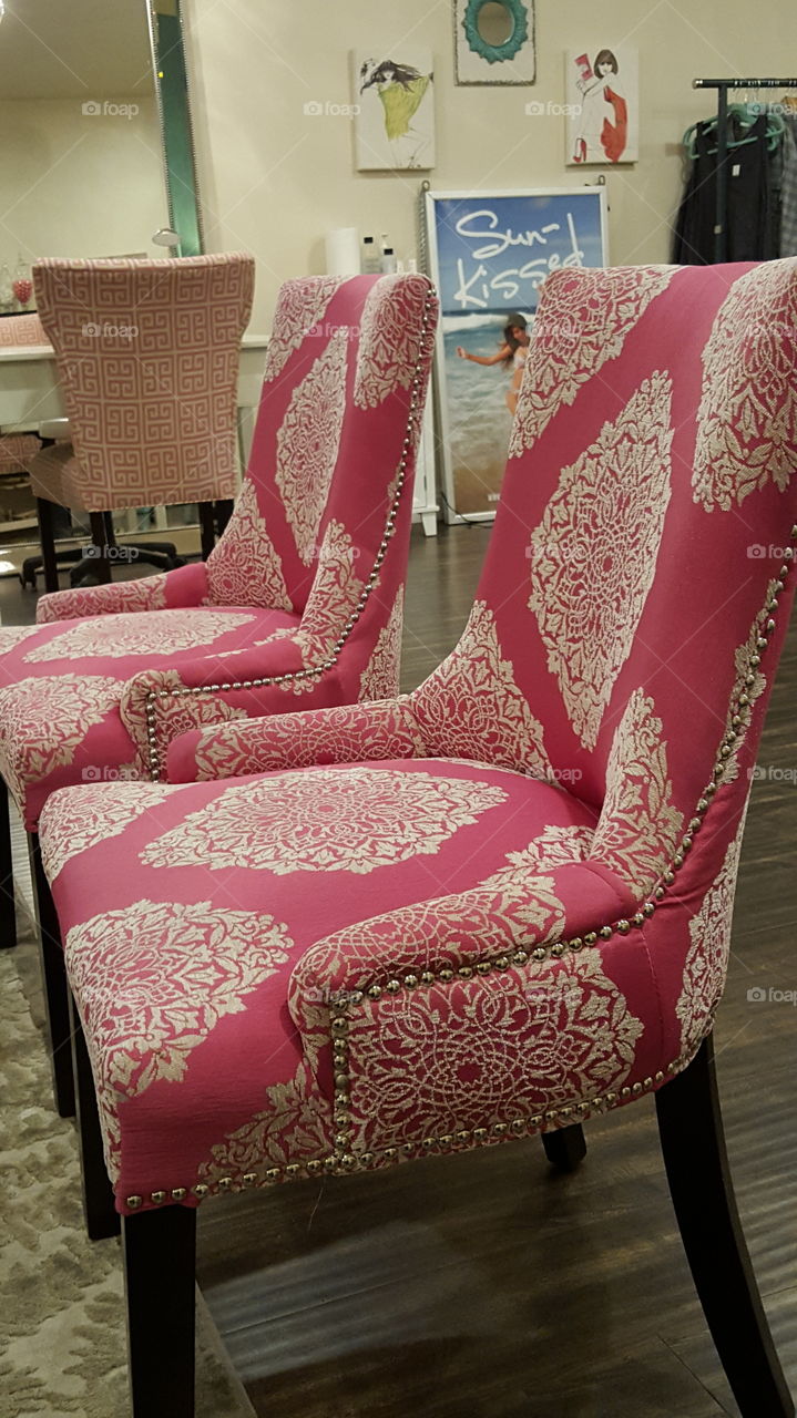 pink chairs. pink chairs