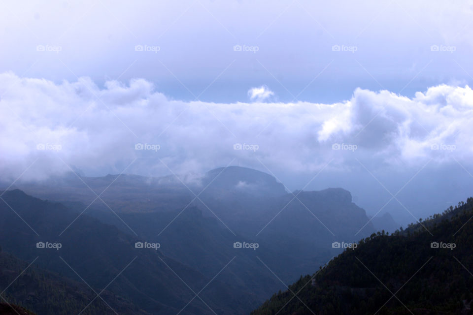 Mountain, Landscape, Fog, Sky, No Person