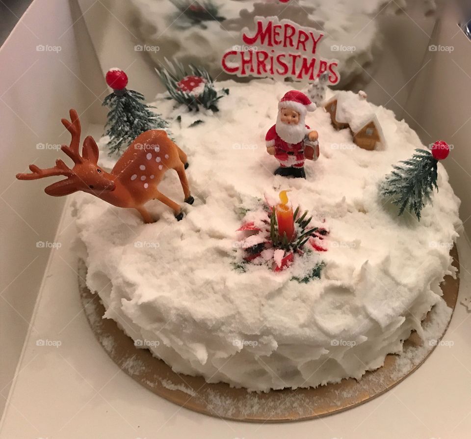 Decadent Christmas cake with decorations