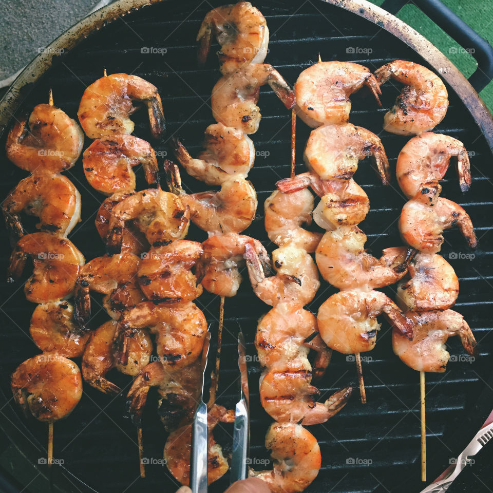 Shrimp on the bar-b. From yesterday's cookout. 