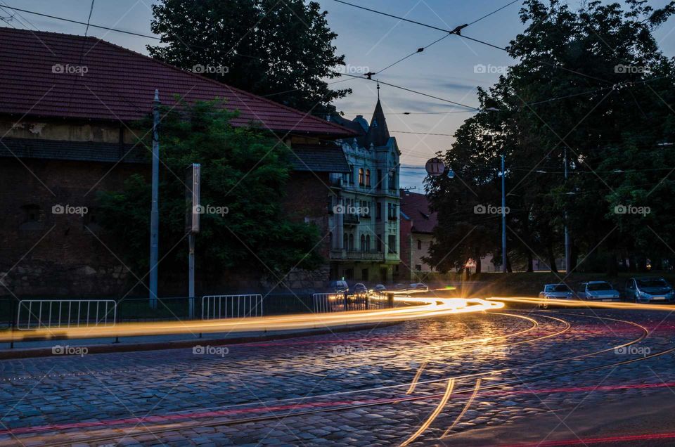 Night Lviv cityscape