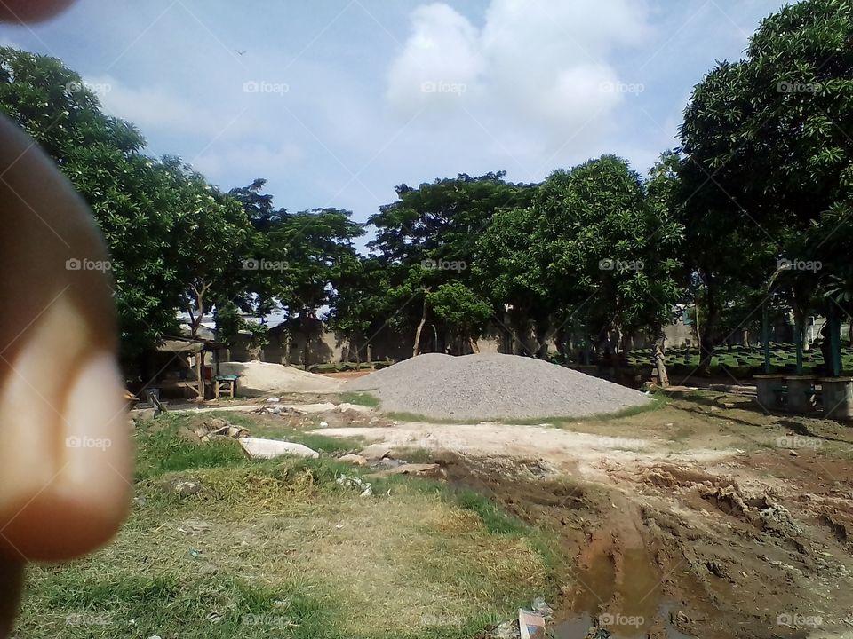 Natural scenery around the site of the construction of a hero tomb park that has not been completed