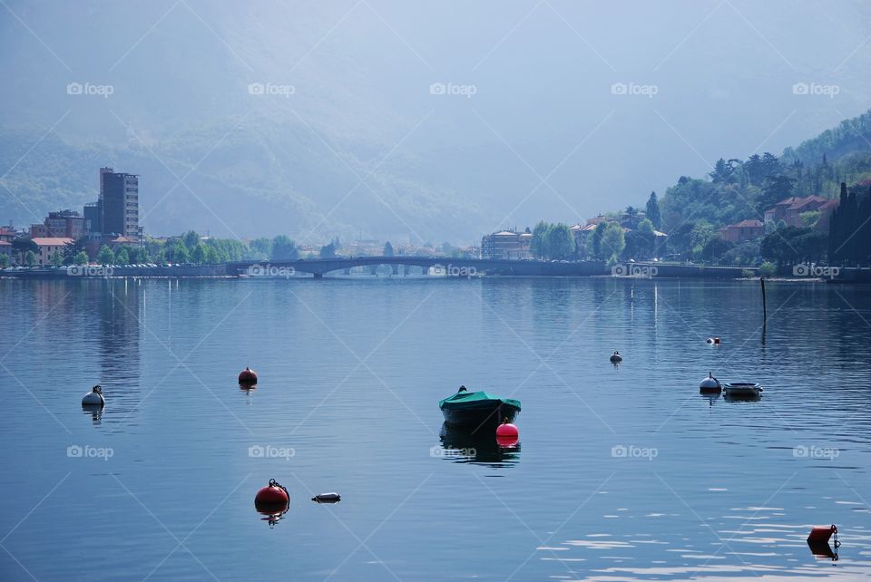 Buoys on the lake - Malgrate, Lecco, Italy.